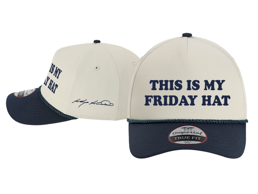 My Friday Hat- Putty/Navy Blue